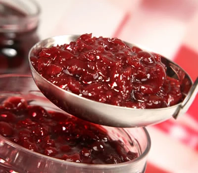 Chopped Griottines; Thickened Juice